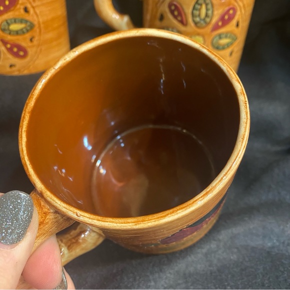 Pennsbury Pottery Vintage Amish Folk Art Glazed Coffee Mugs - set of 4 - Picture 5 of 7